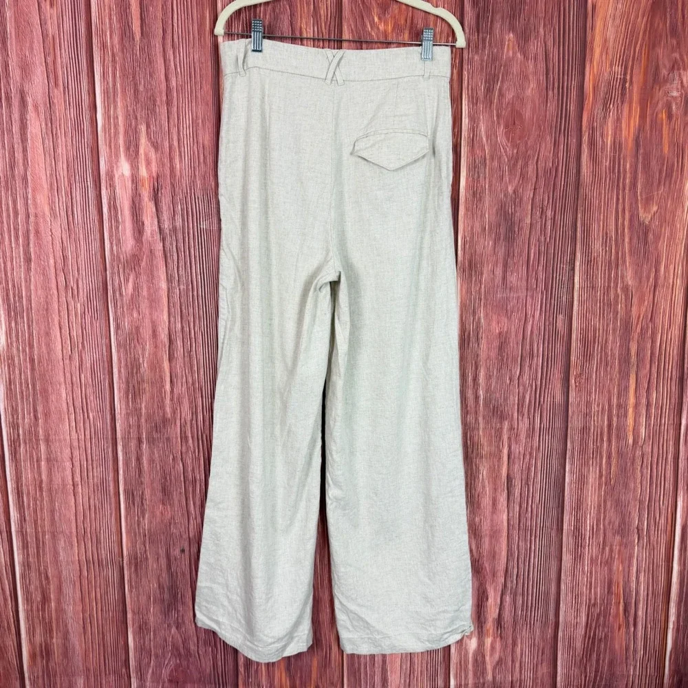 Banana Republic Womens Wide Leg Pleated Trousers Oatmeal Beige Size 8 High Rise